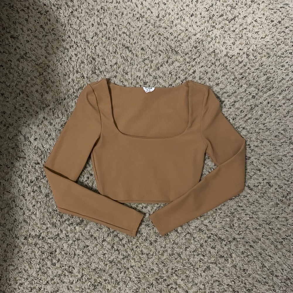 Brown Square Neck Long Sleeve